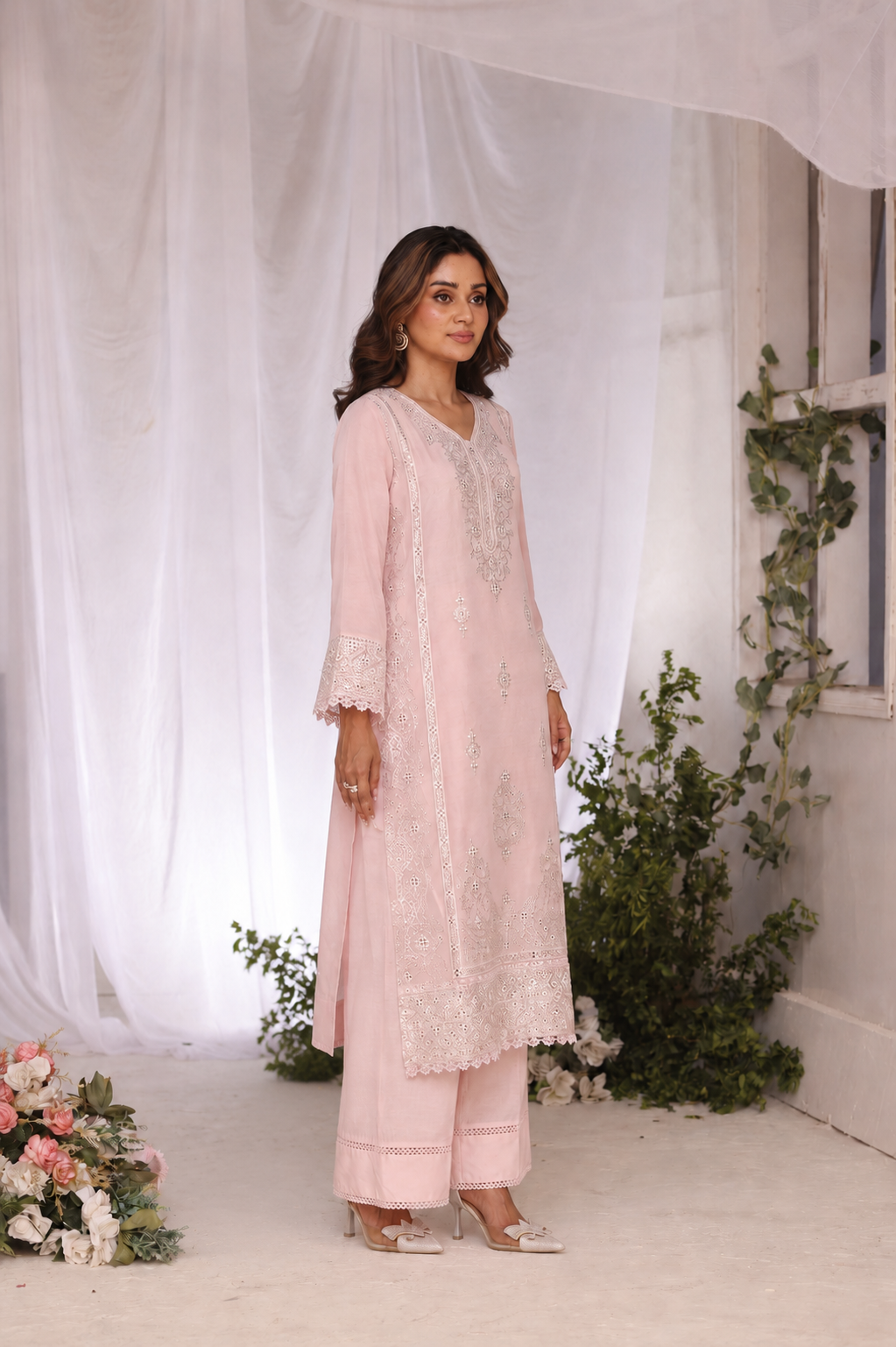 Afra Khadi Set - Pink
