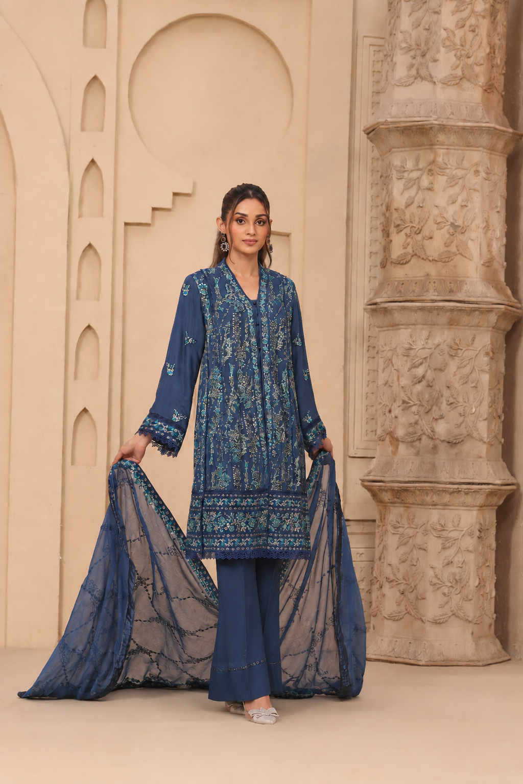 Embellished Short Freya 3 Piece Set - Cobalt Blue