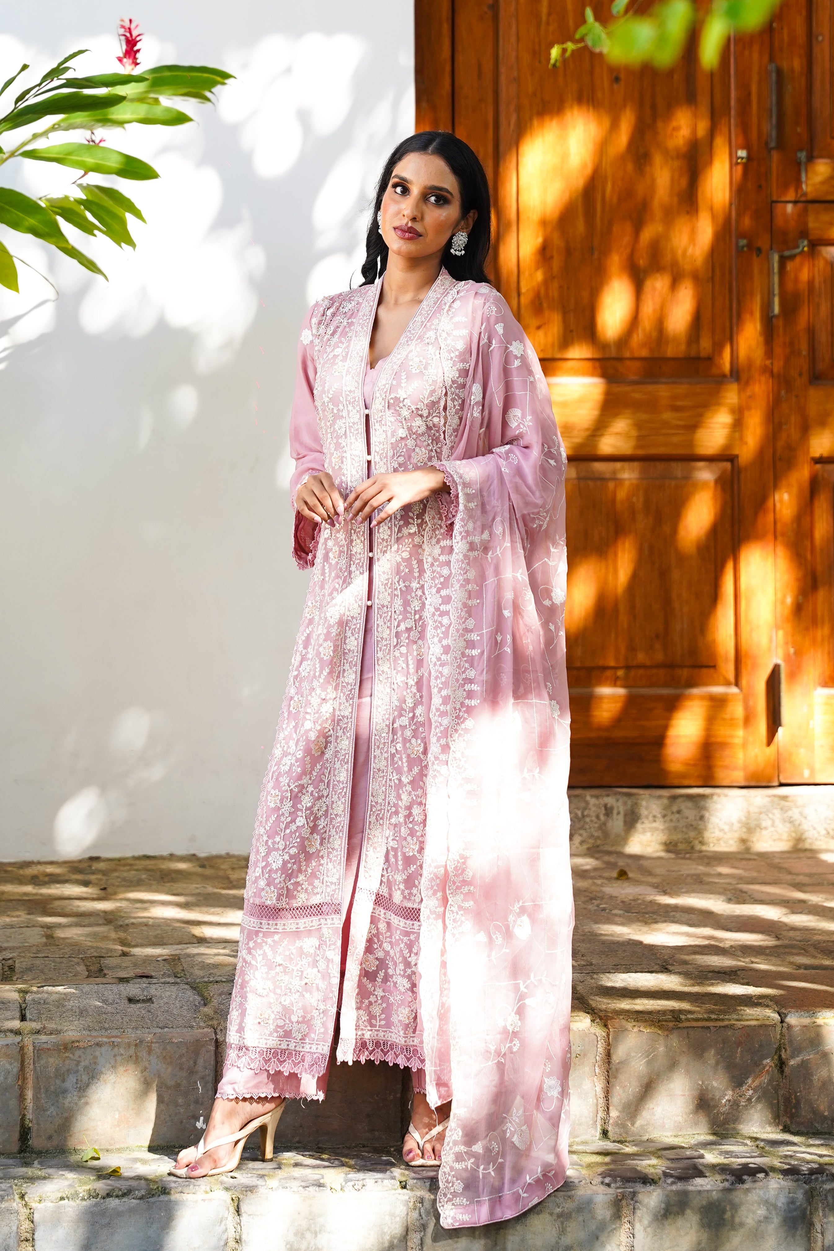 Embellished Long Freya 3 Piece Set - Tea Pink