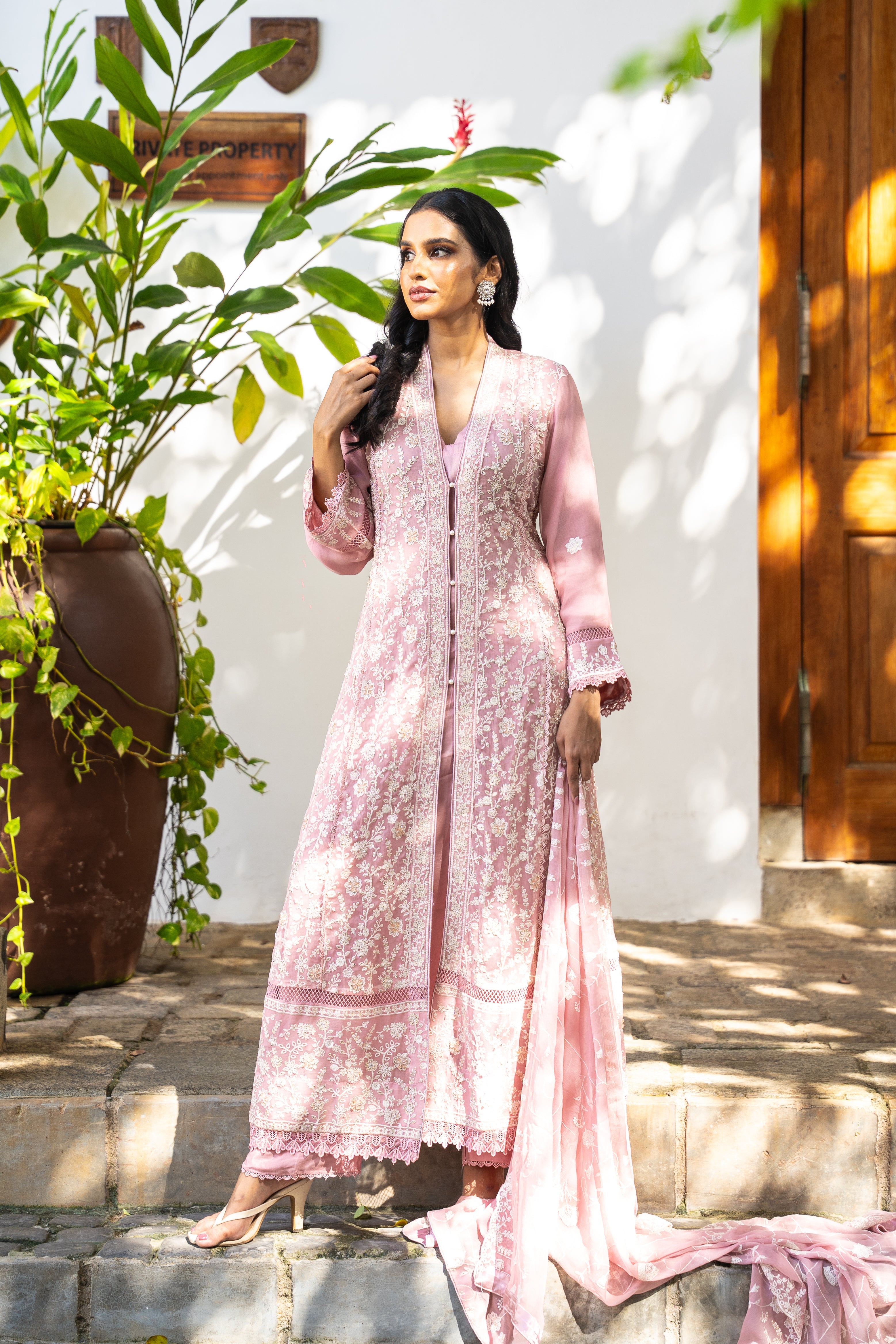 Embellished Long Freya 3 Piece Set - Tea Pink