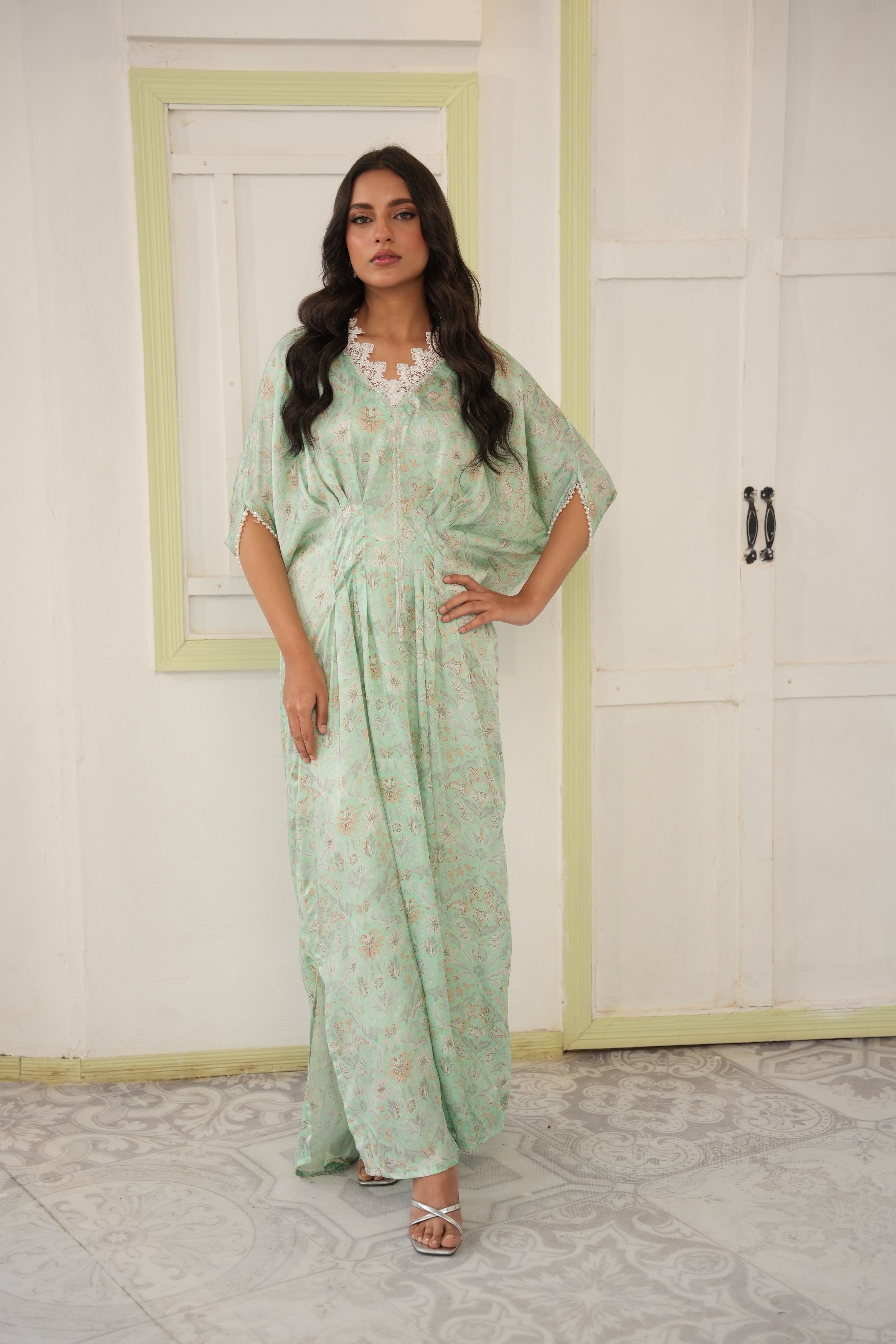 Printed Butterfly Kaftan - Green