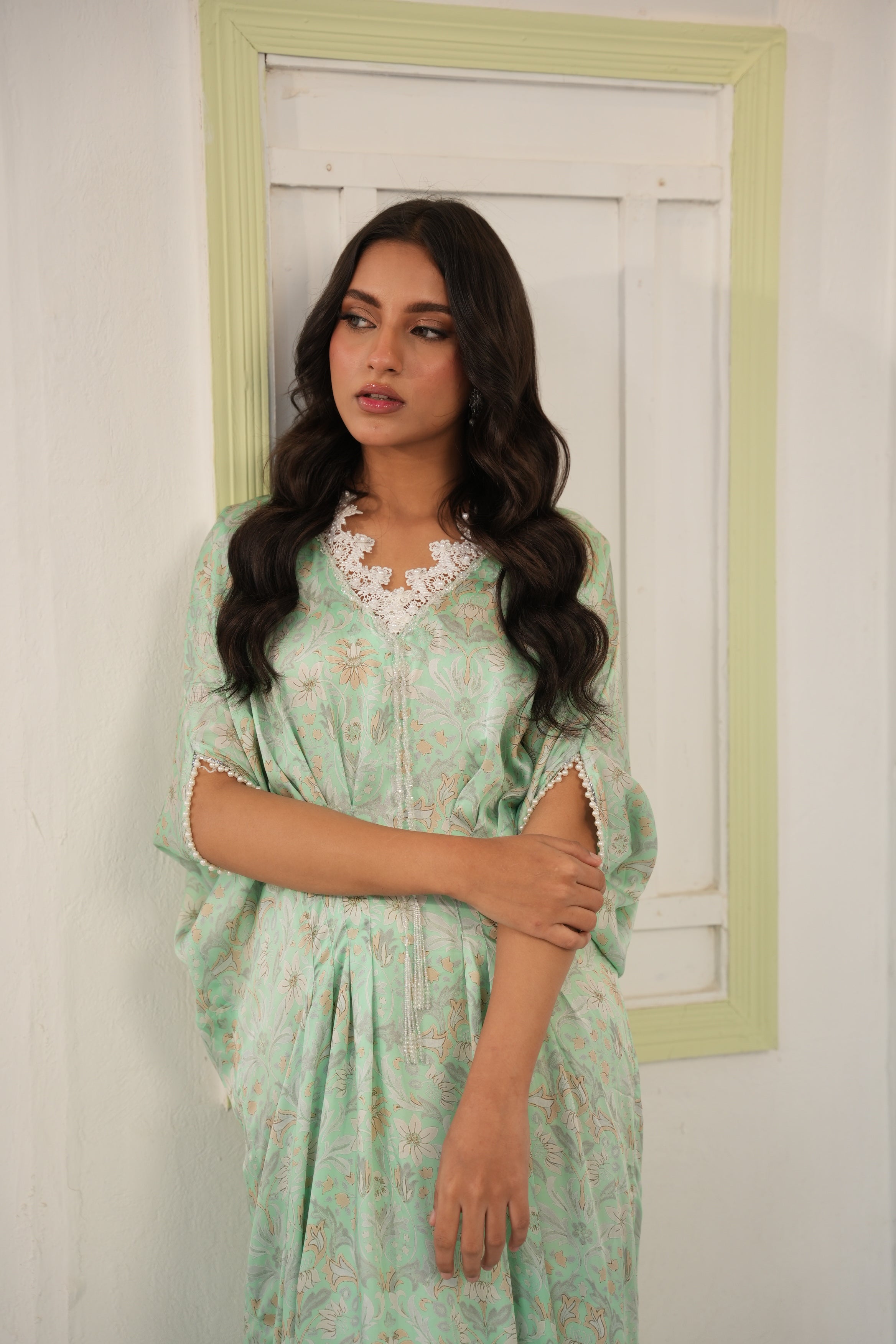 Printed Butterfly Kaftan - Green