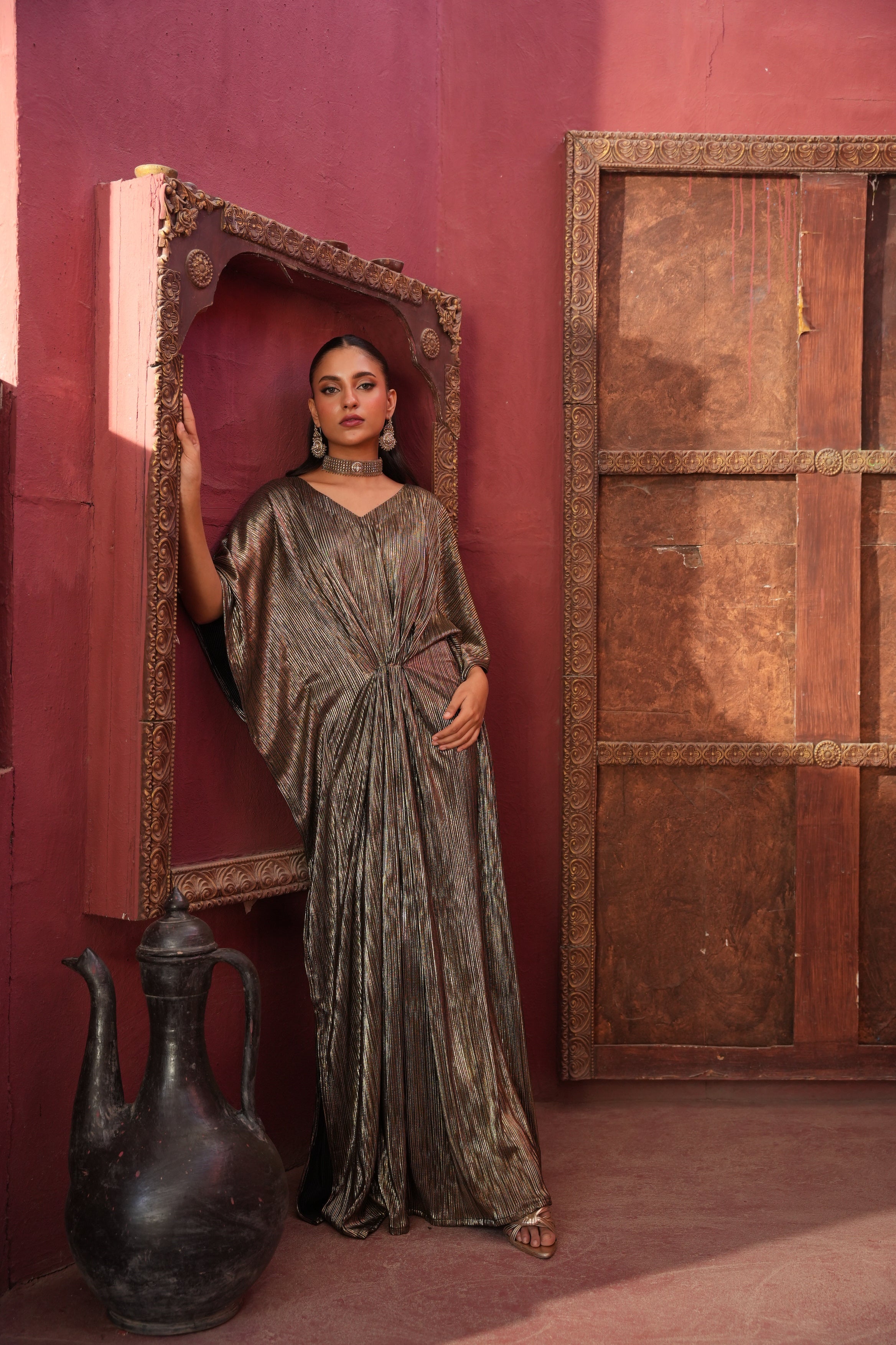 Metallic Butterfly Kaftan - Gold