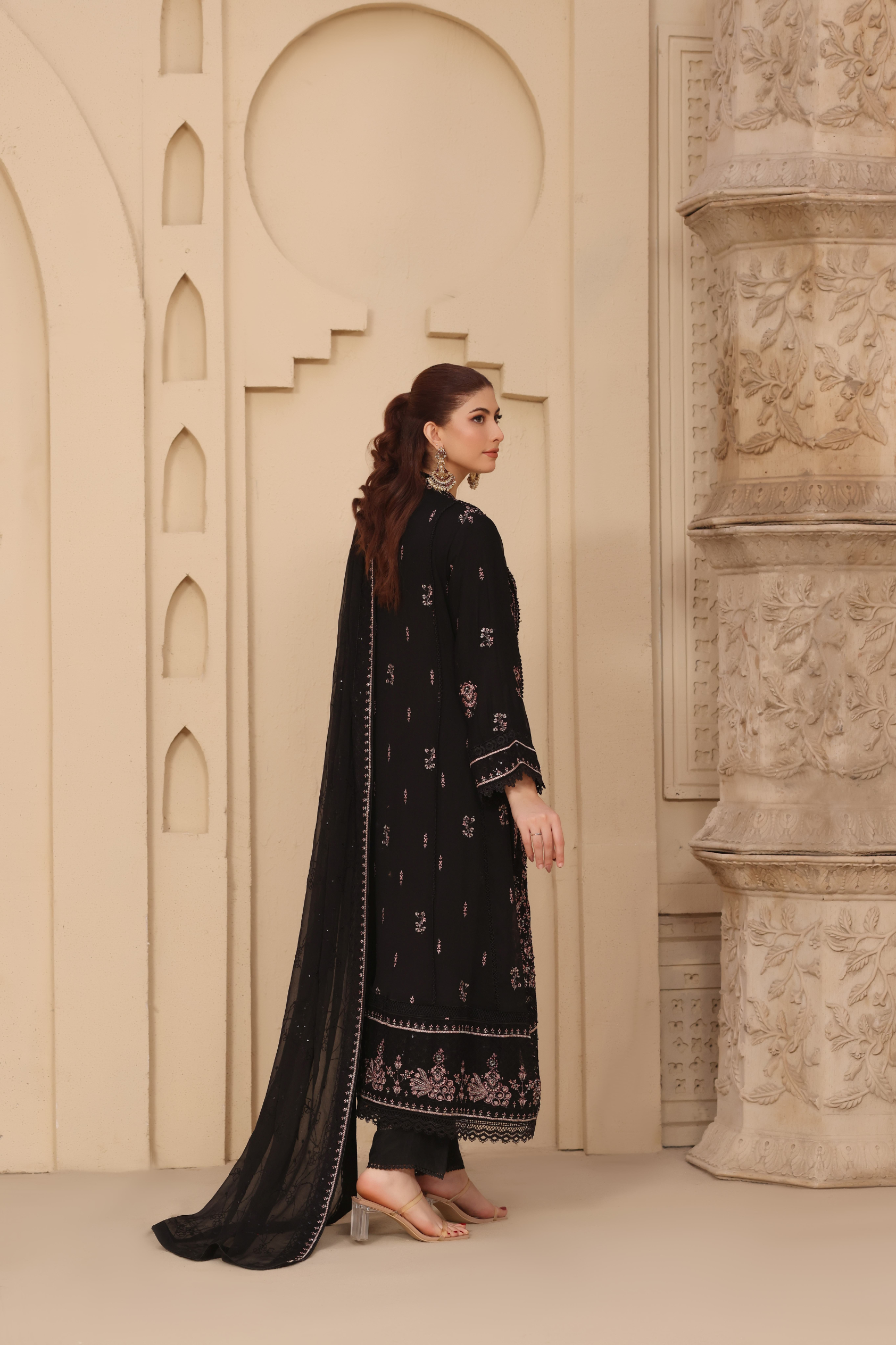 Embellished Long Freya 3 Piece Set - Black