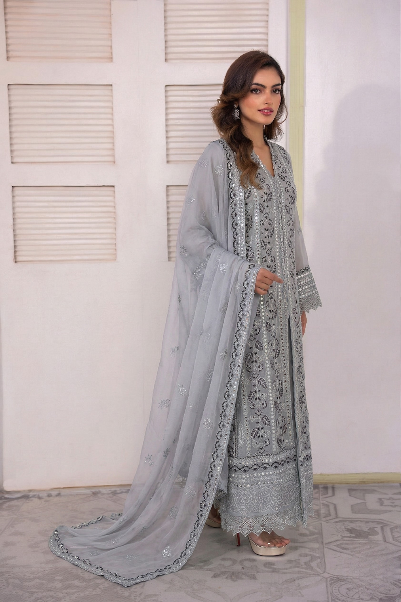 Long Freya Mirrorwork 3 Piece Set - Grey