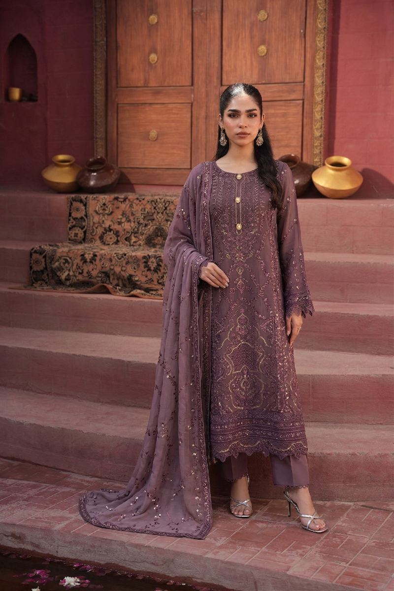 Areeba Chiffon 3 Piece Set - Mauve