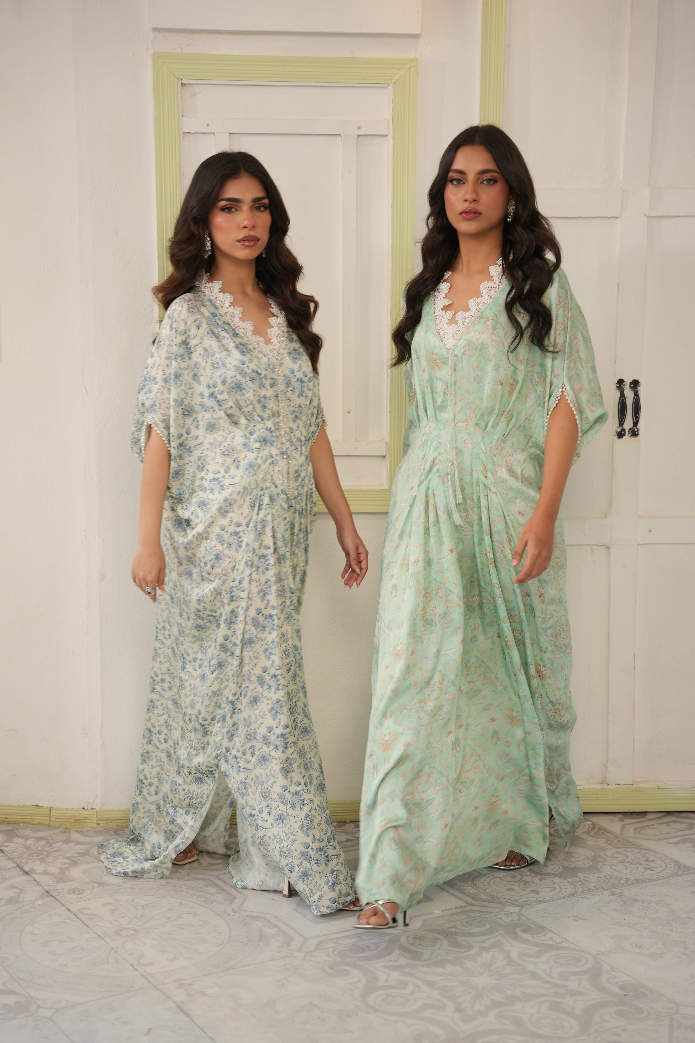 Printed Butterfly Kaftan -  Blue