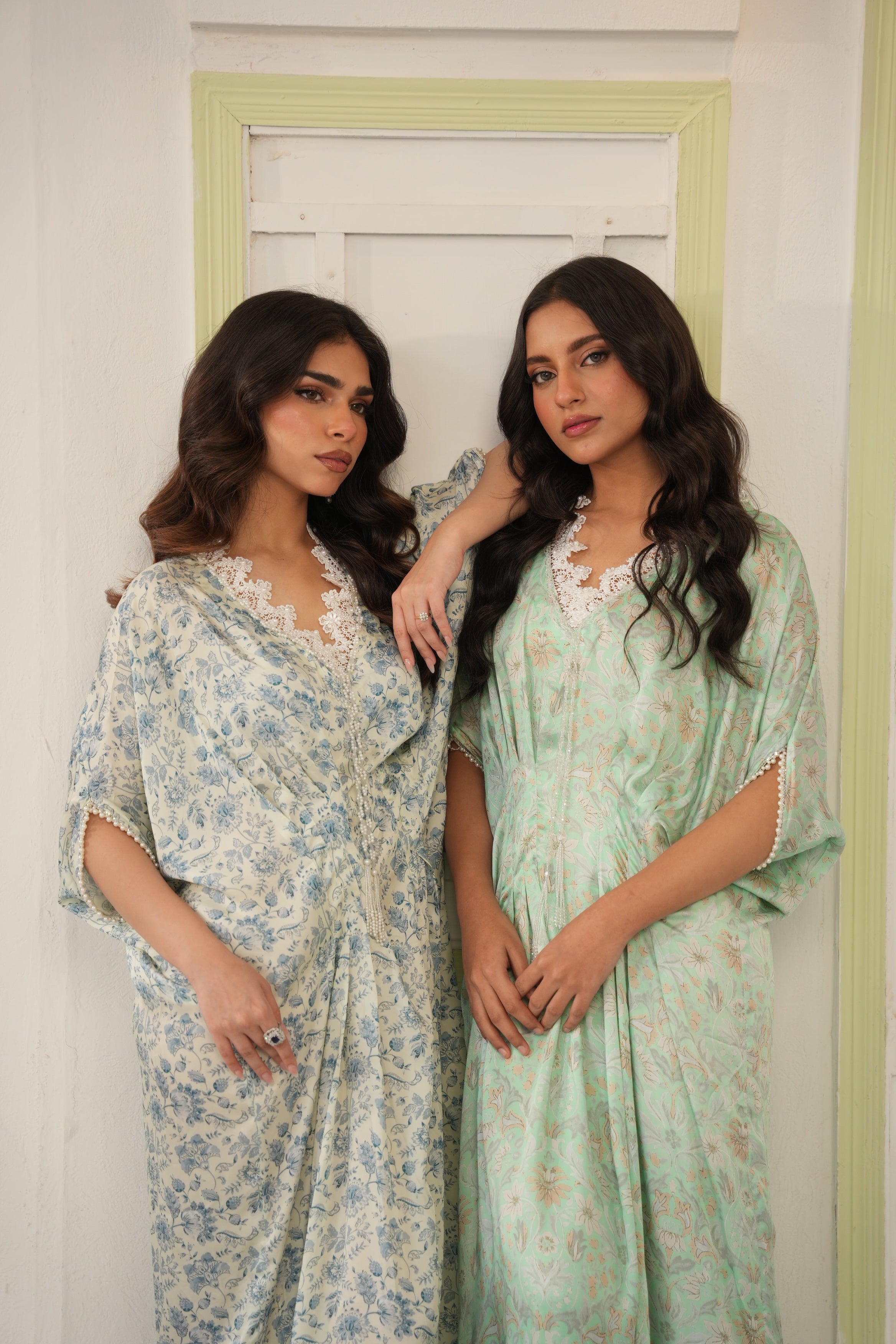 Printed Butterfly Kaftan -  Blue