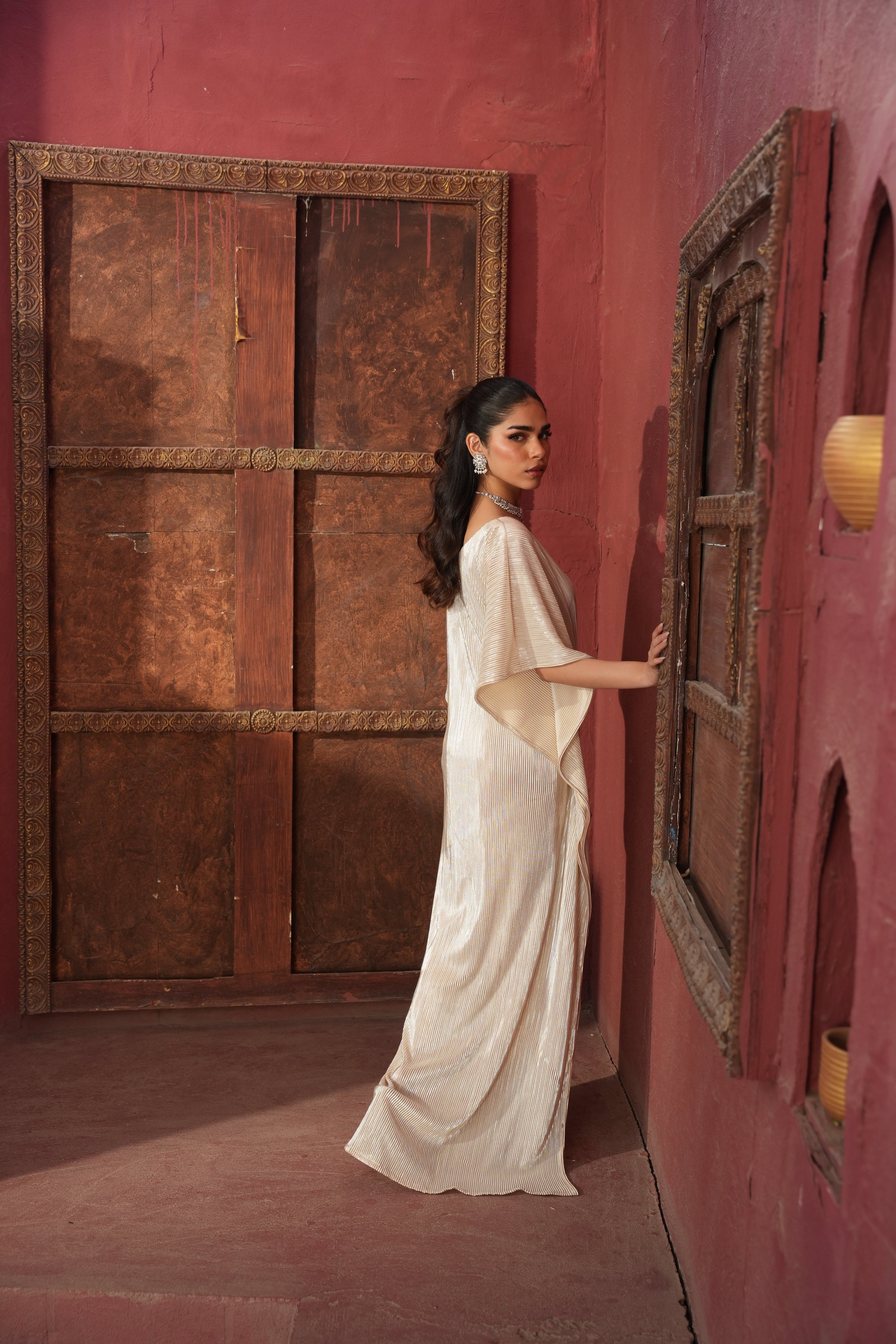 Metallic Butterfly Kaftan - Silver
