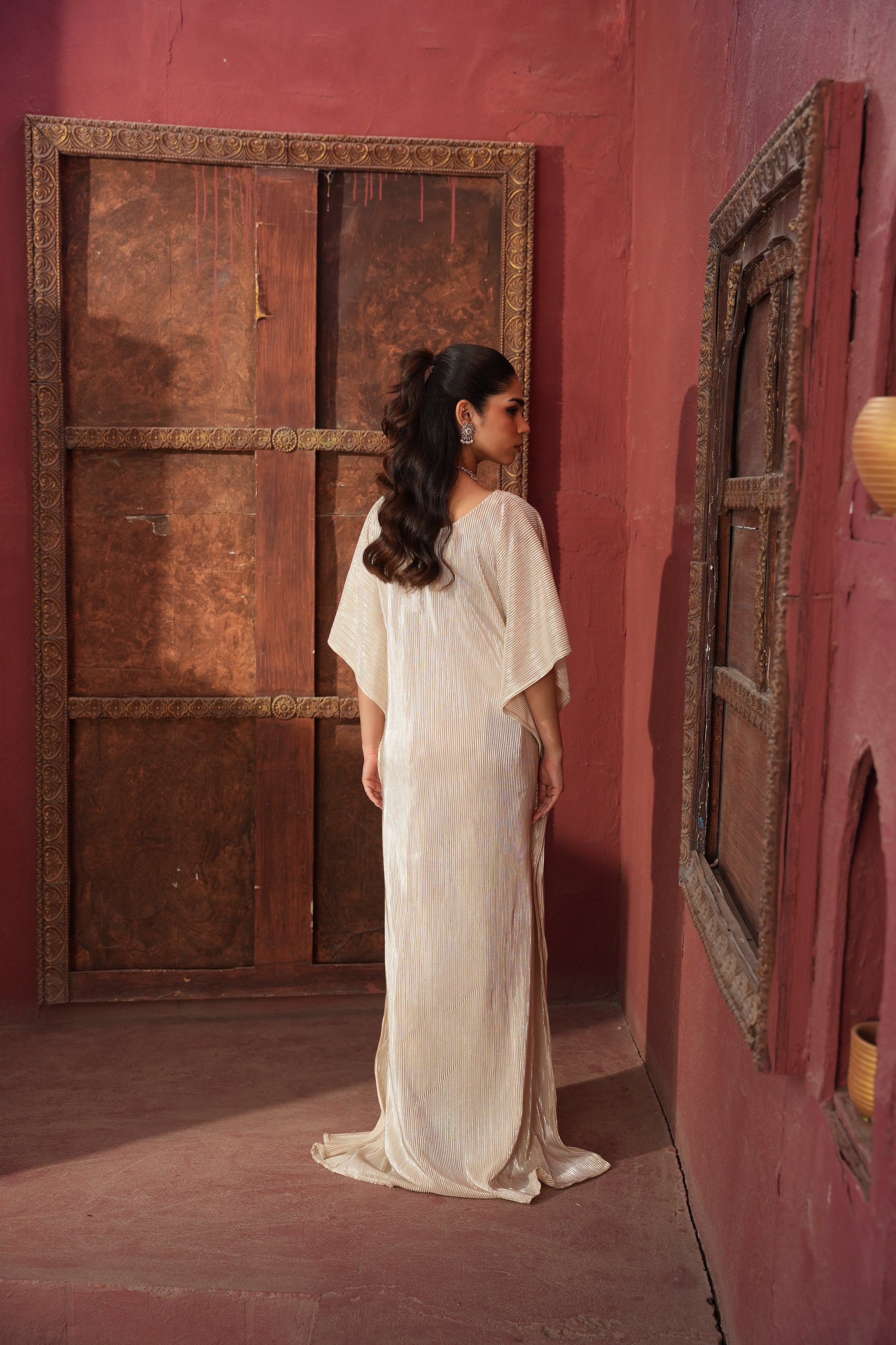 Metallic Butterfly Kaftan - Silver