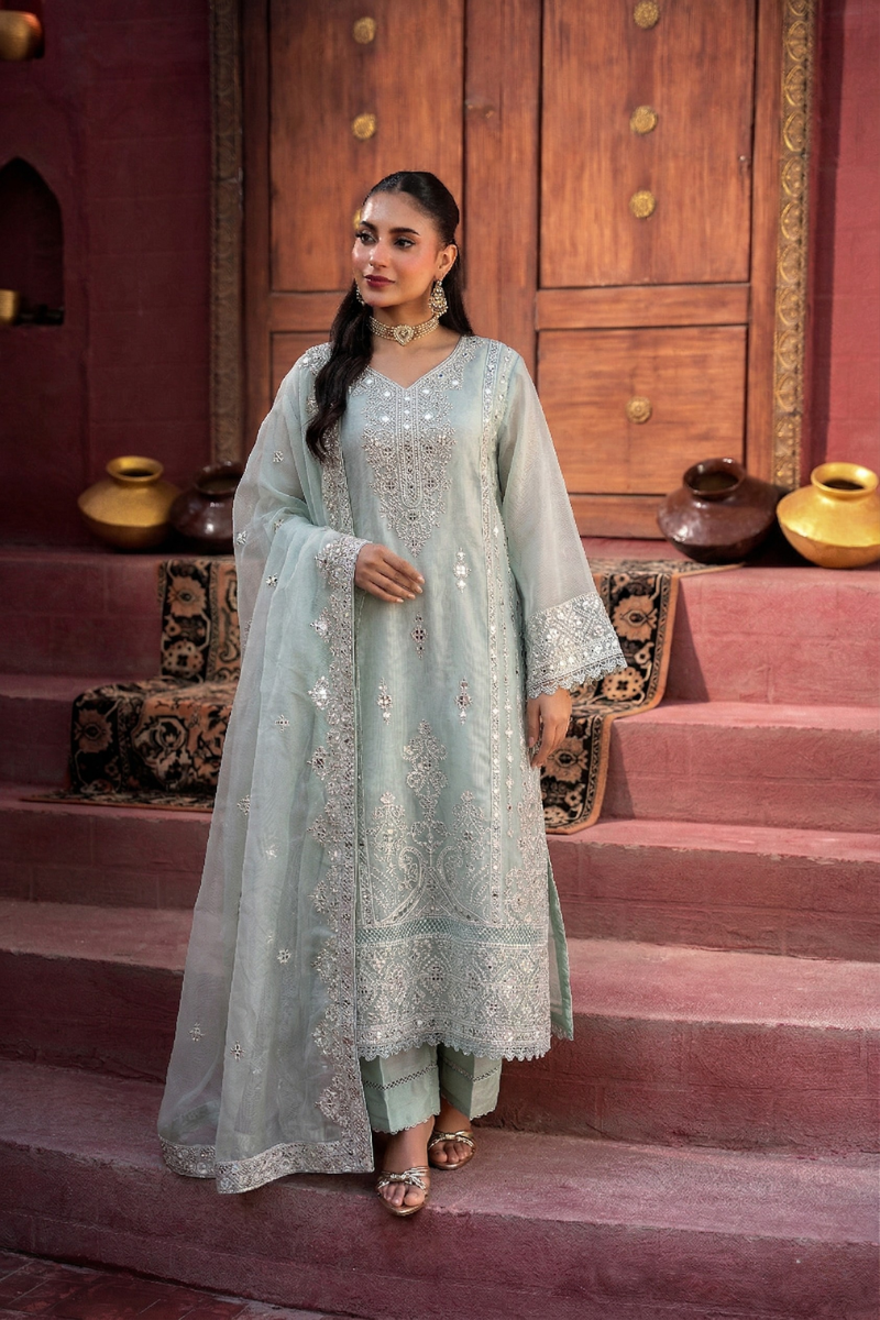 Afra Khadi 3 Piece Set - Ice Blue