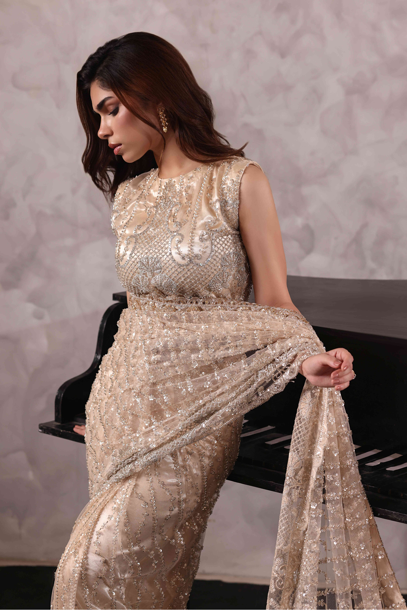 Ameena Saree Champagne
