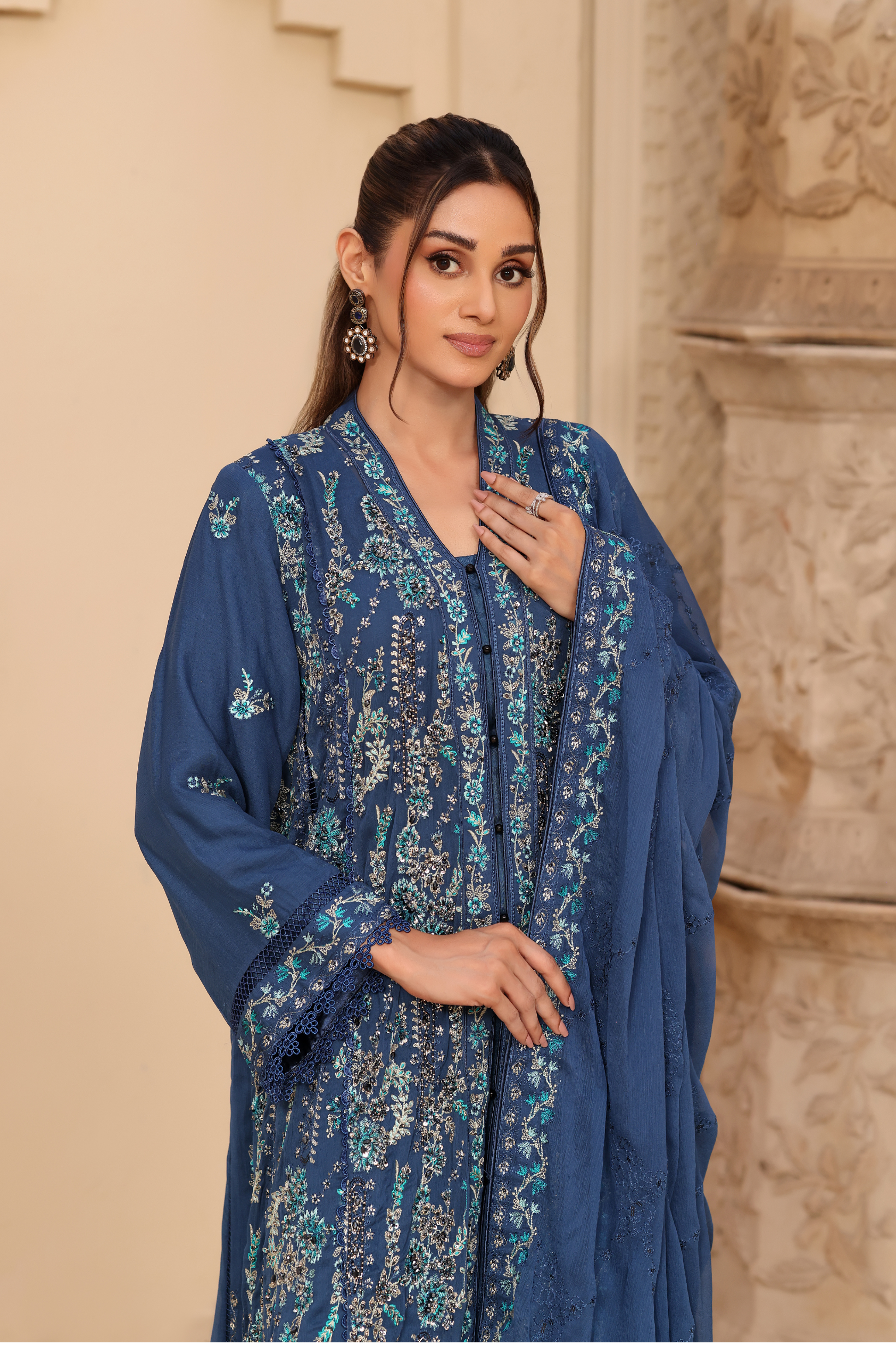 Embellished Long Freya 3 Piece Set - Cobalt Blue