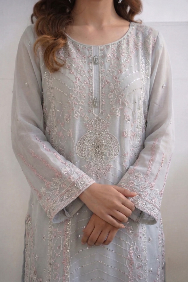 Areeba Palazzo 3 Piece Set - Ice Blue